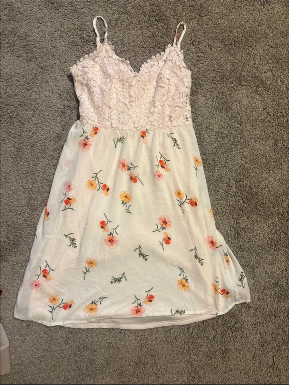 Altar'd State Floral/ Lace Bodice Cream Floral Sundress
